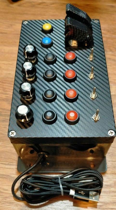 赤字処分価格 PCシムレース用ボタンボックス（カーボン、突起）PC